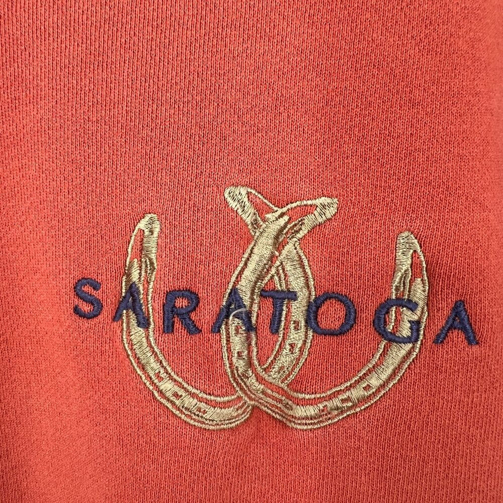 Saratoga NY crewneck pullover sweatshirt equestrian horse orange aesthetic top M - Picture 3 of 9